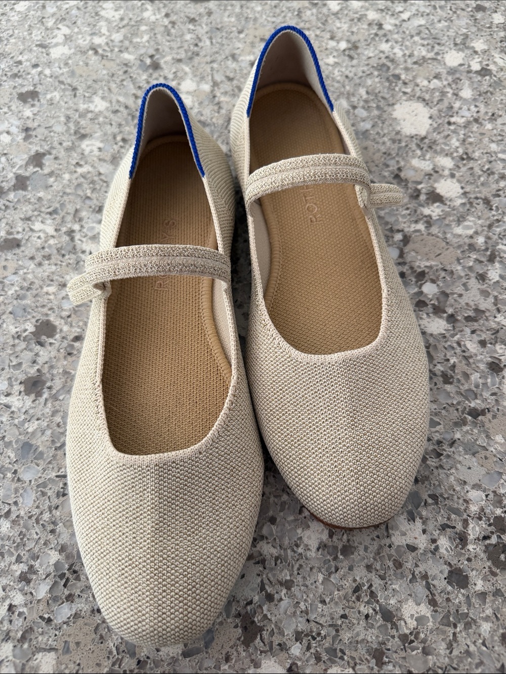 Rothy’s Gold Knit Mary Jane Flats